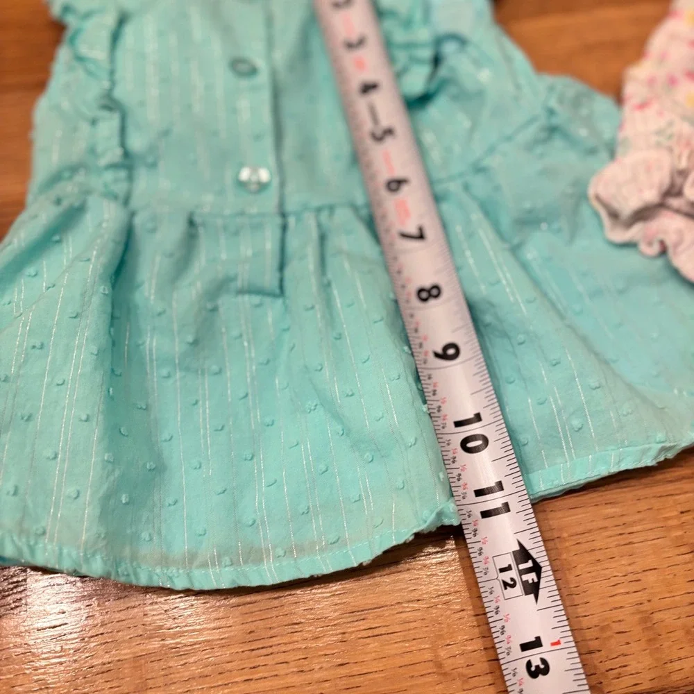 Little Lass‎ Baby Girls 12M Aqua Lace Flower top Ruffle Shorts Set Spring - Picture 8 of 11
